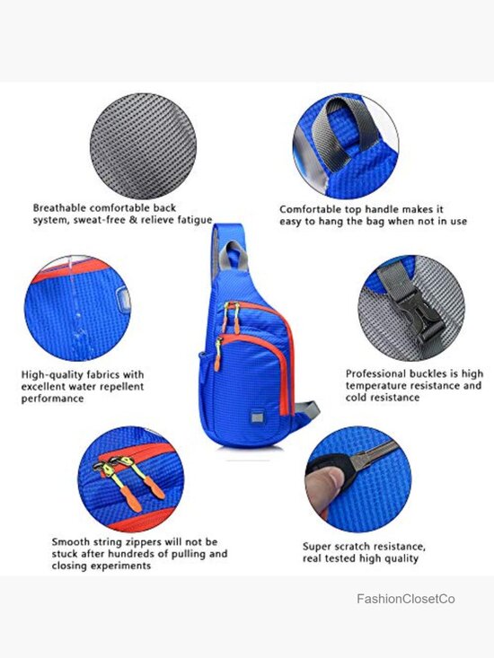 Waterproof Nylon Small Sling Backpack Unisex Crossbody Daypack with Pockets main image 4